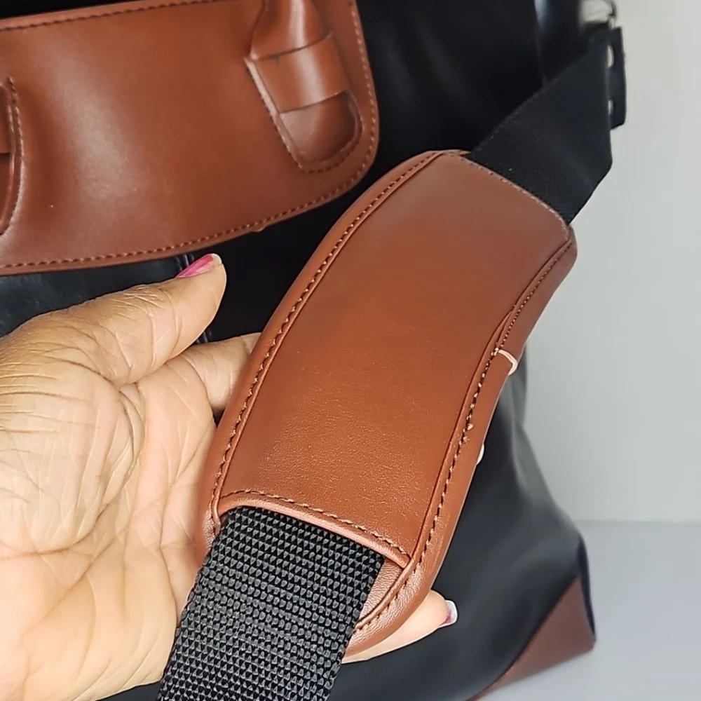Black and Brown Leather Tote Bag
